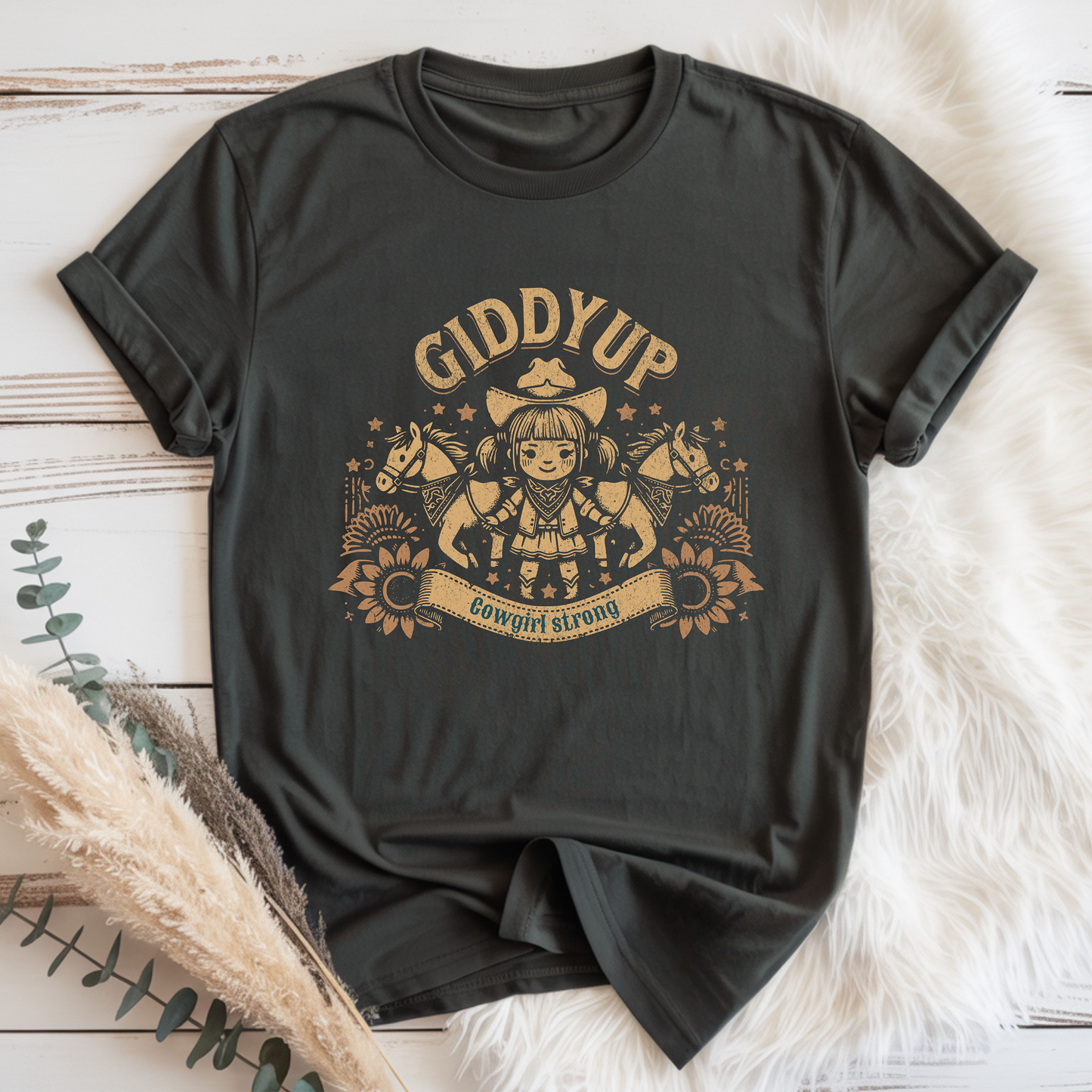 Giddyup Cowgirl Strong Kids T-Shirt