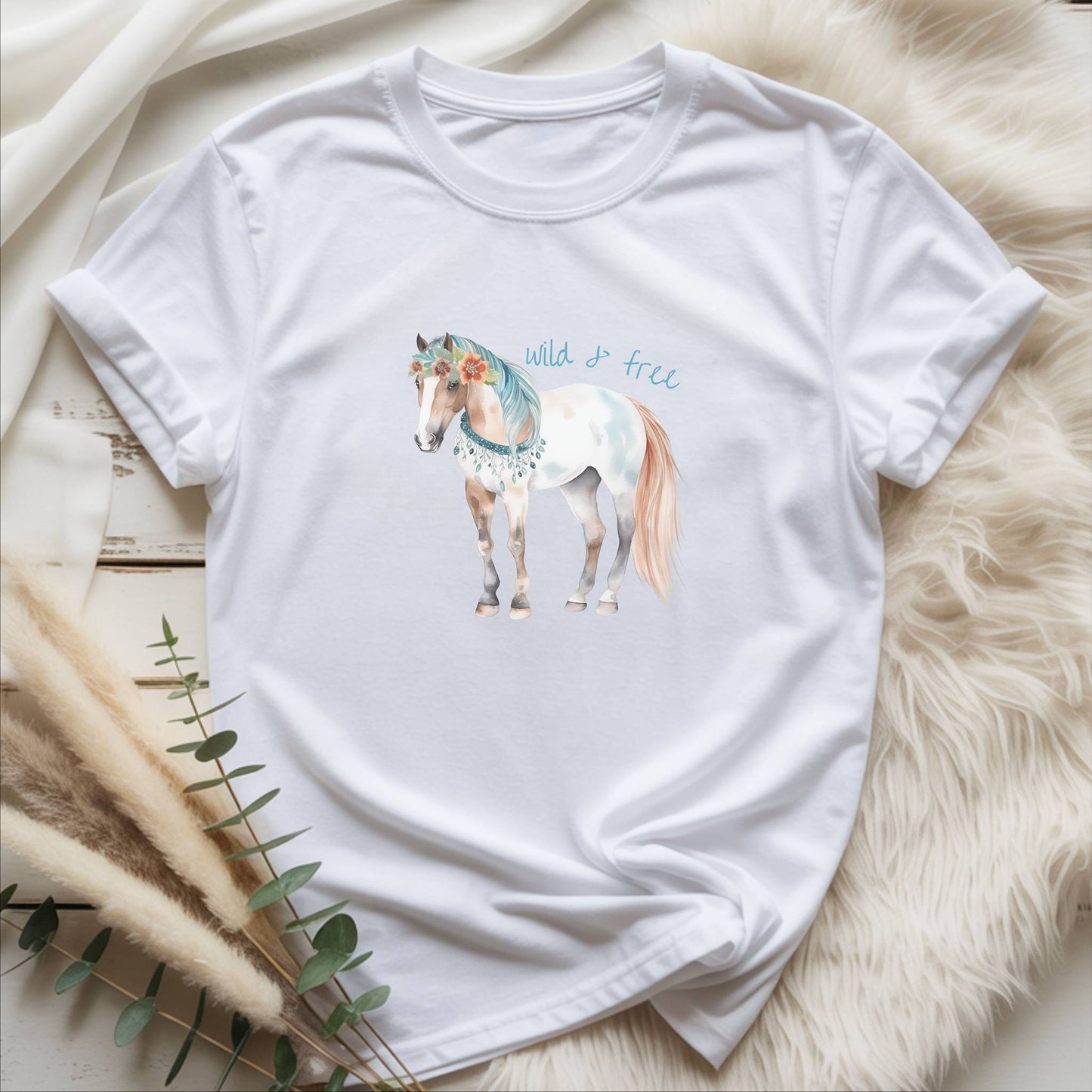 Wild & Free Boho Horse Kids T-Shirt